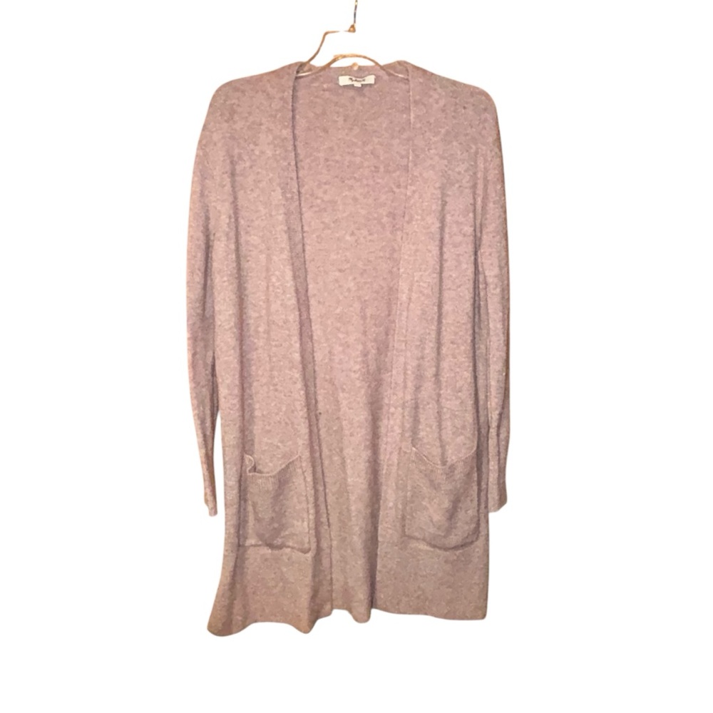 Madewell Womens Long Cardigan Sweater Merino Wool Blend Pink XXS Open Front Cozy